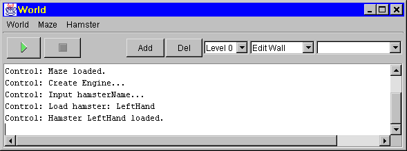 World nach dem Laden eines Labyrinths und Hamsters