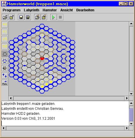 World nach dem Laden eines Labyrinths und Hamsters